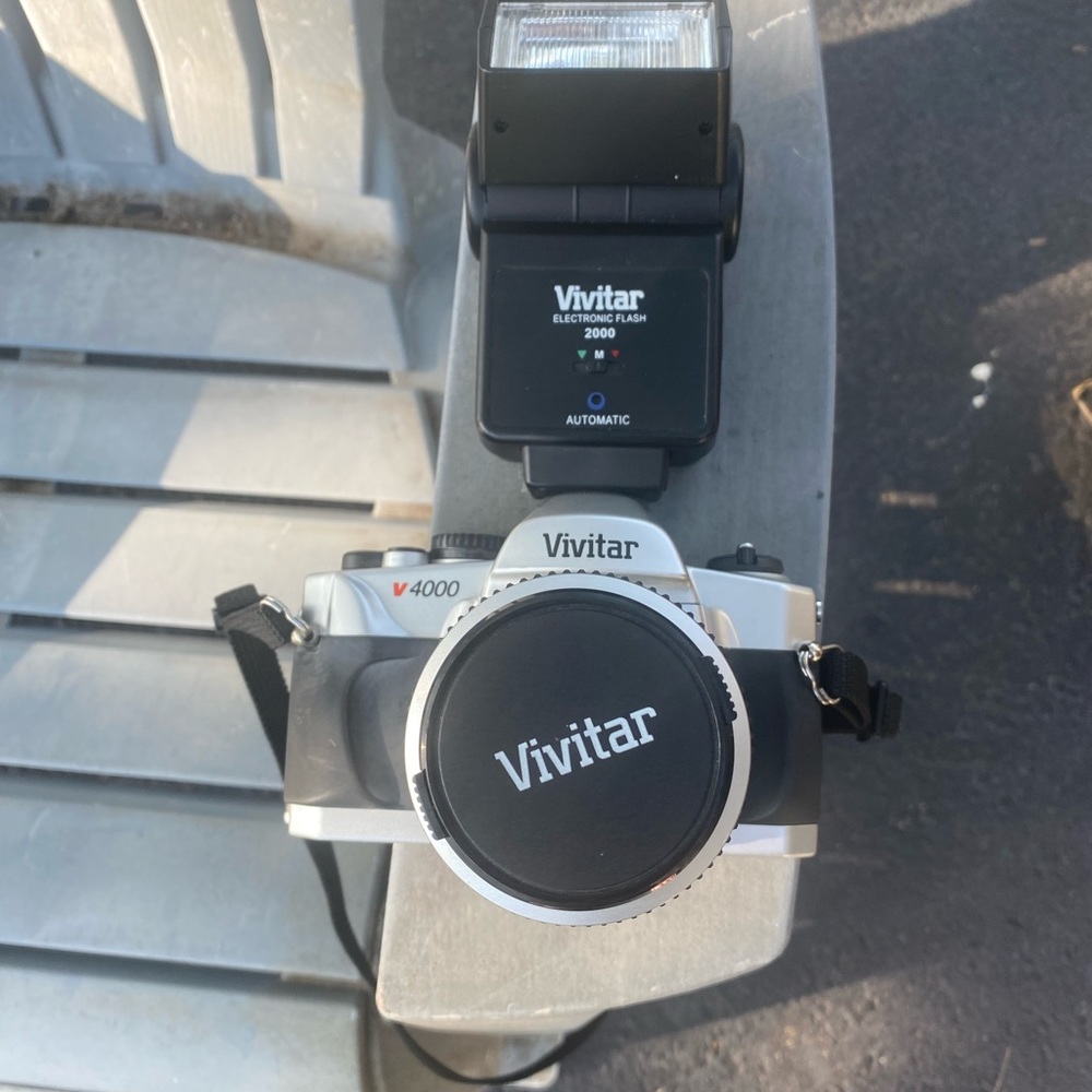 Vivitar camera with flash.